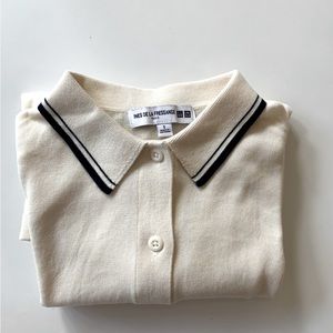 Uniqlo x ines de la fressange white polo button up sweater